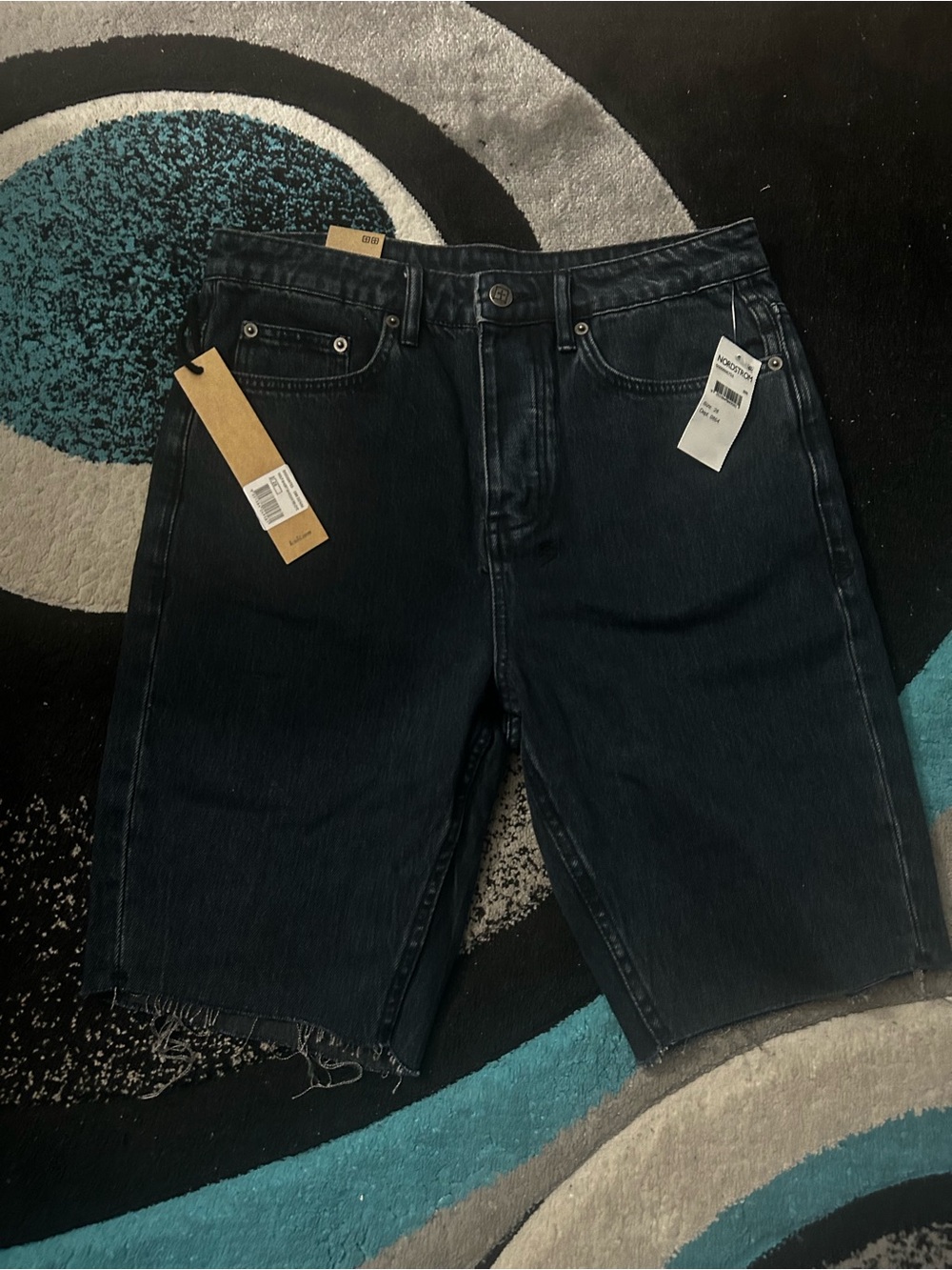 Ksubi Black Washed Denim Cutoff Shorts